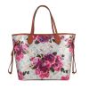 Louis Vuitton  Neverfull Editions Limitées shopping bag Garden Flower Roses in silver monogram canvas  and brown leather - 360 thumbnail