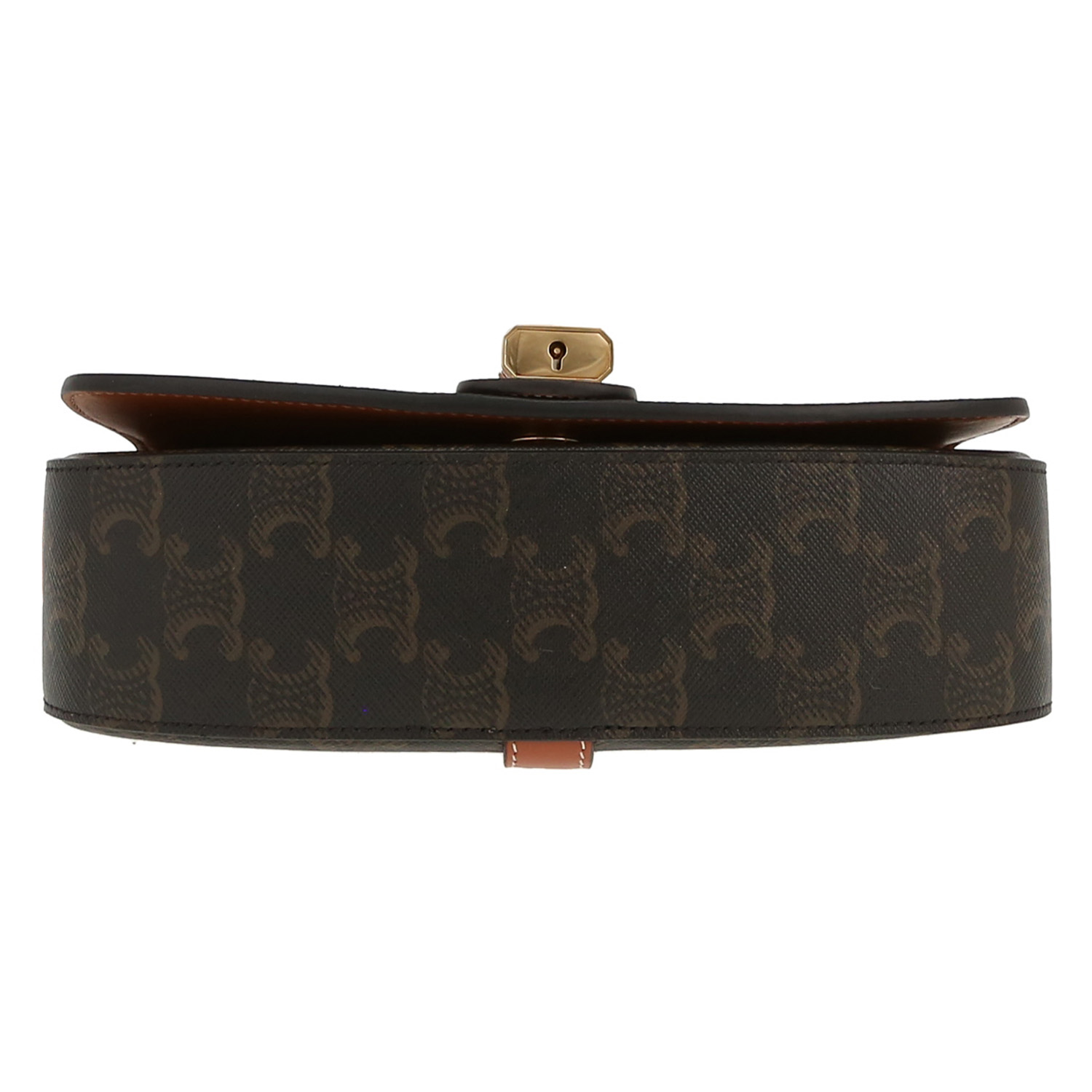 Celine  Tabou shoulder bag  in brown "Triomphe" canvas  and brown leather - Detail D1