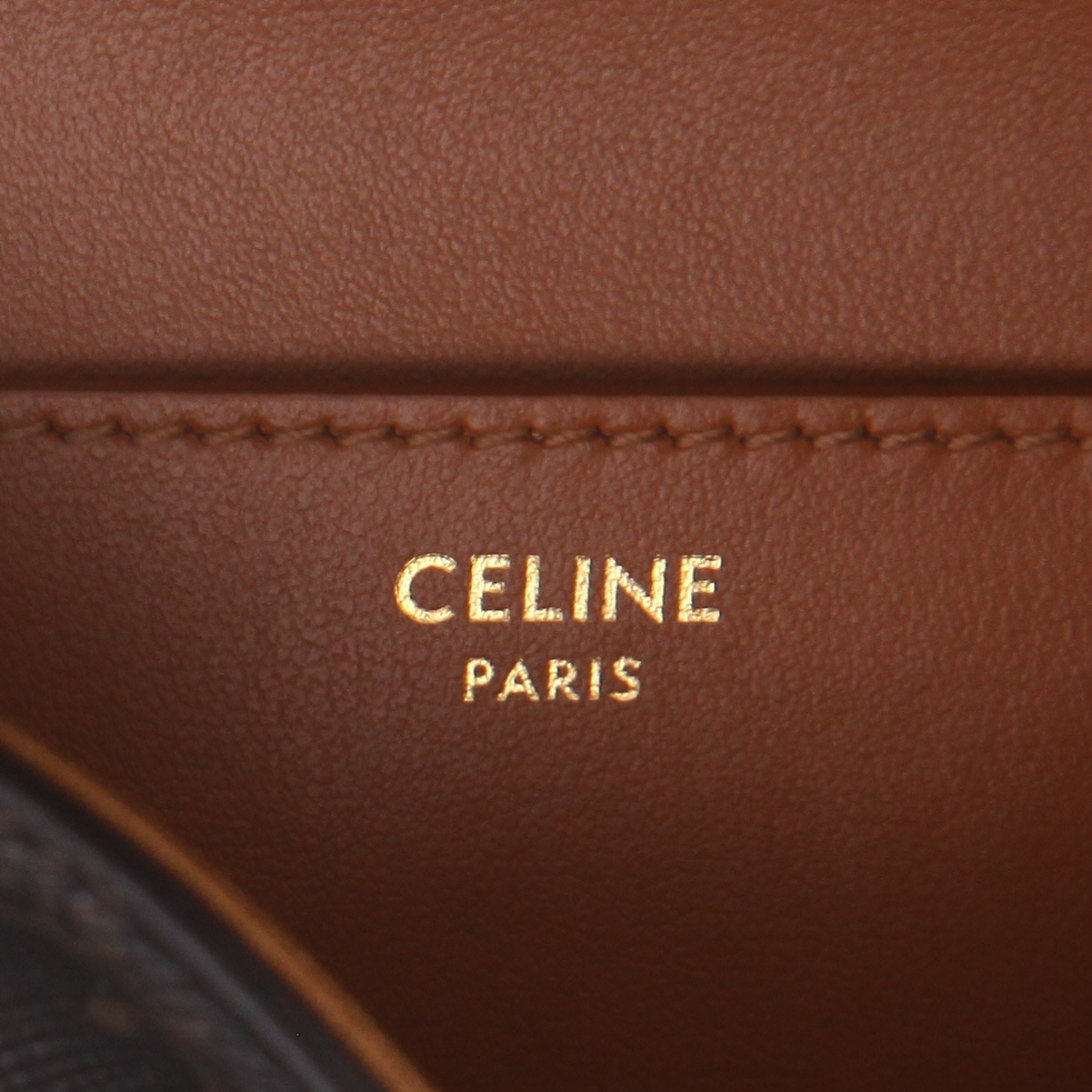 Celine  Tabou shoulder bag  in brown "Triomphe" canvas  and brown leather - Detail D2