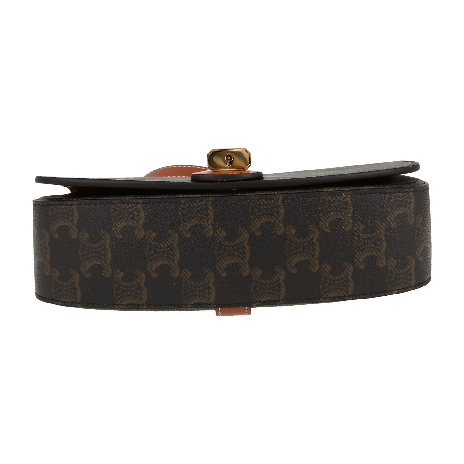 Bolso para llevar al hombro Celine  Tabou en tejido "Triomphe" marrón y cuero marrón - Detail D1