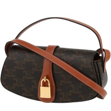 Celine  Tabou shoulder bag  in brown "Triomphe" canvas  and brown leather