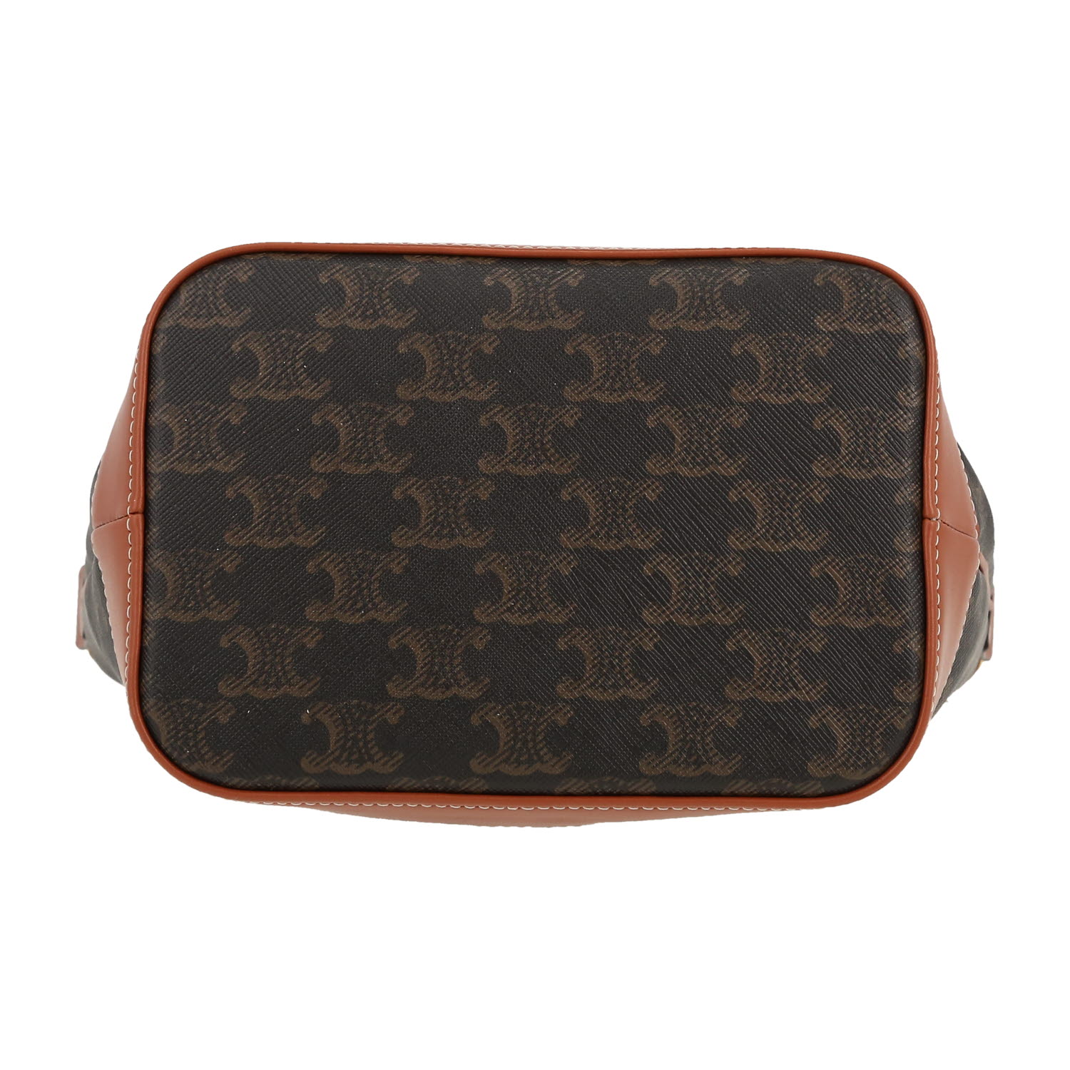 Celine  Seau small model  shoulder bag  in brown monogram canvas  and brown leather - Detail D1