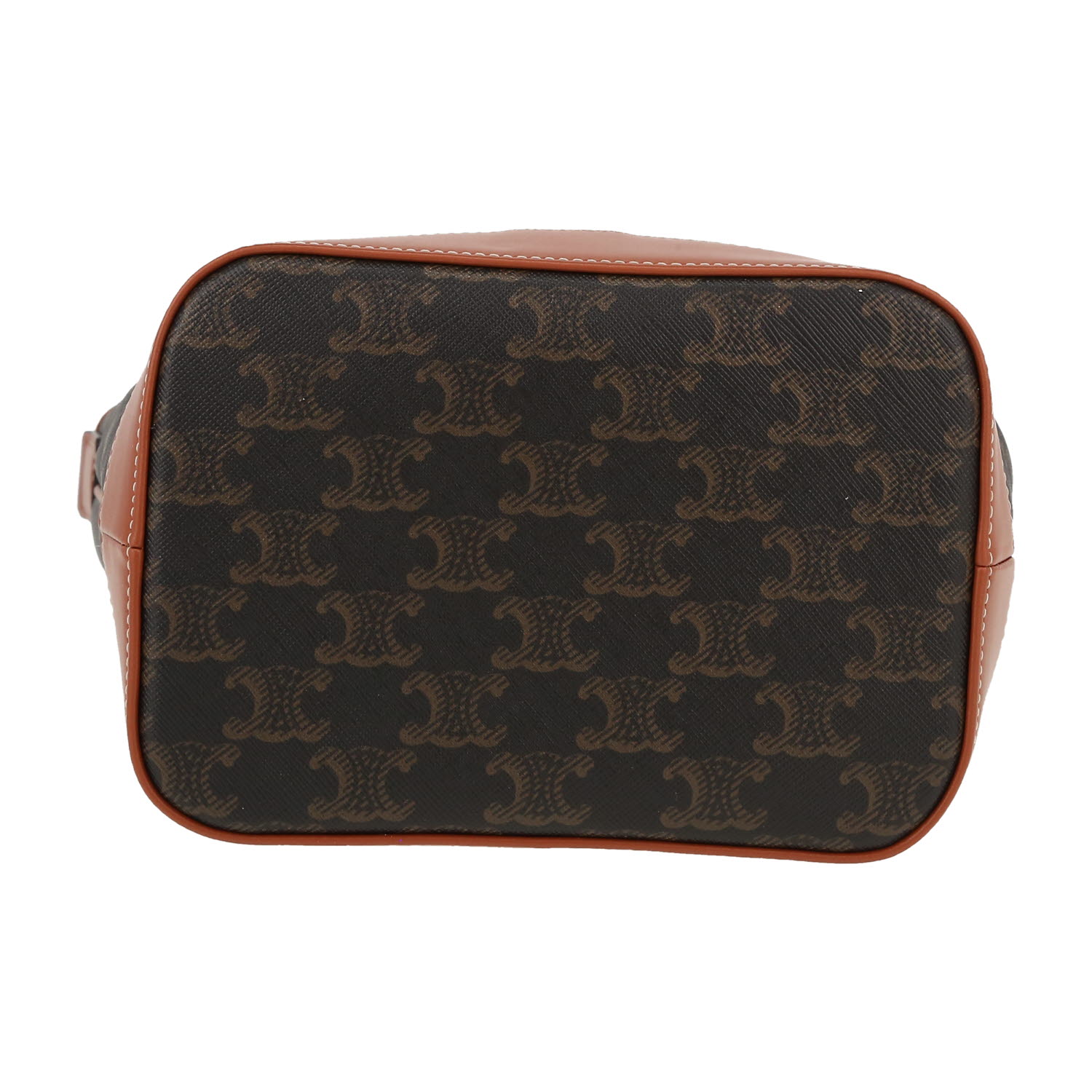 Celine  Seau small model  shoulder bag  in brown monogram canvas  and brown leather - Detail D1