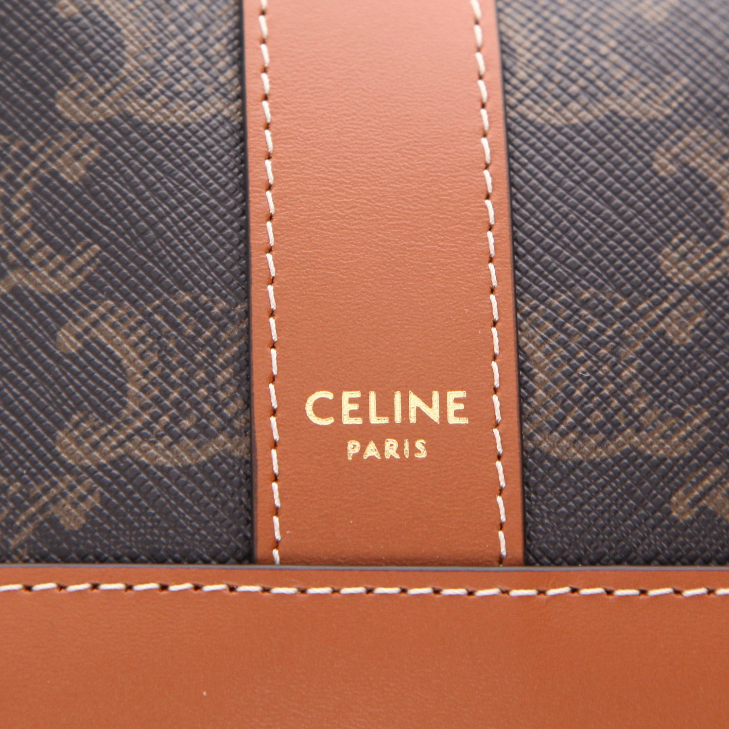 Celine  Seau small model  shoulder bag  in brown monogram canvas  and brown leather - Detail D2