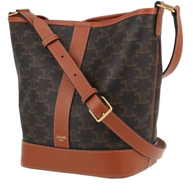 Sac bandoulière Celine  Seau petit modèle  en toile monogram marron et cuir marron