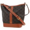 Sac bandoulière Celine  Seau en toile Triomphe marron et cuir marron - 00pp thumbnail