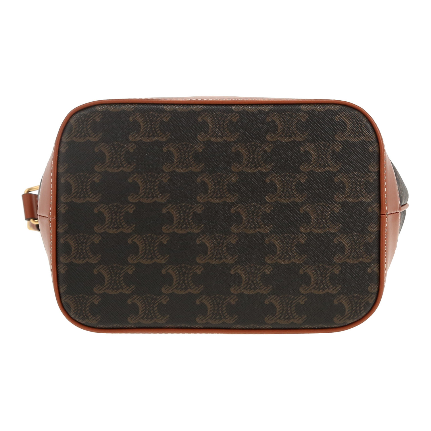 Sac bandoulière Celine  Seau en toile Triomphe marron et cuir marron - Detail D1