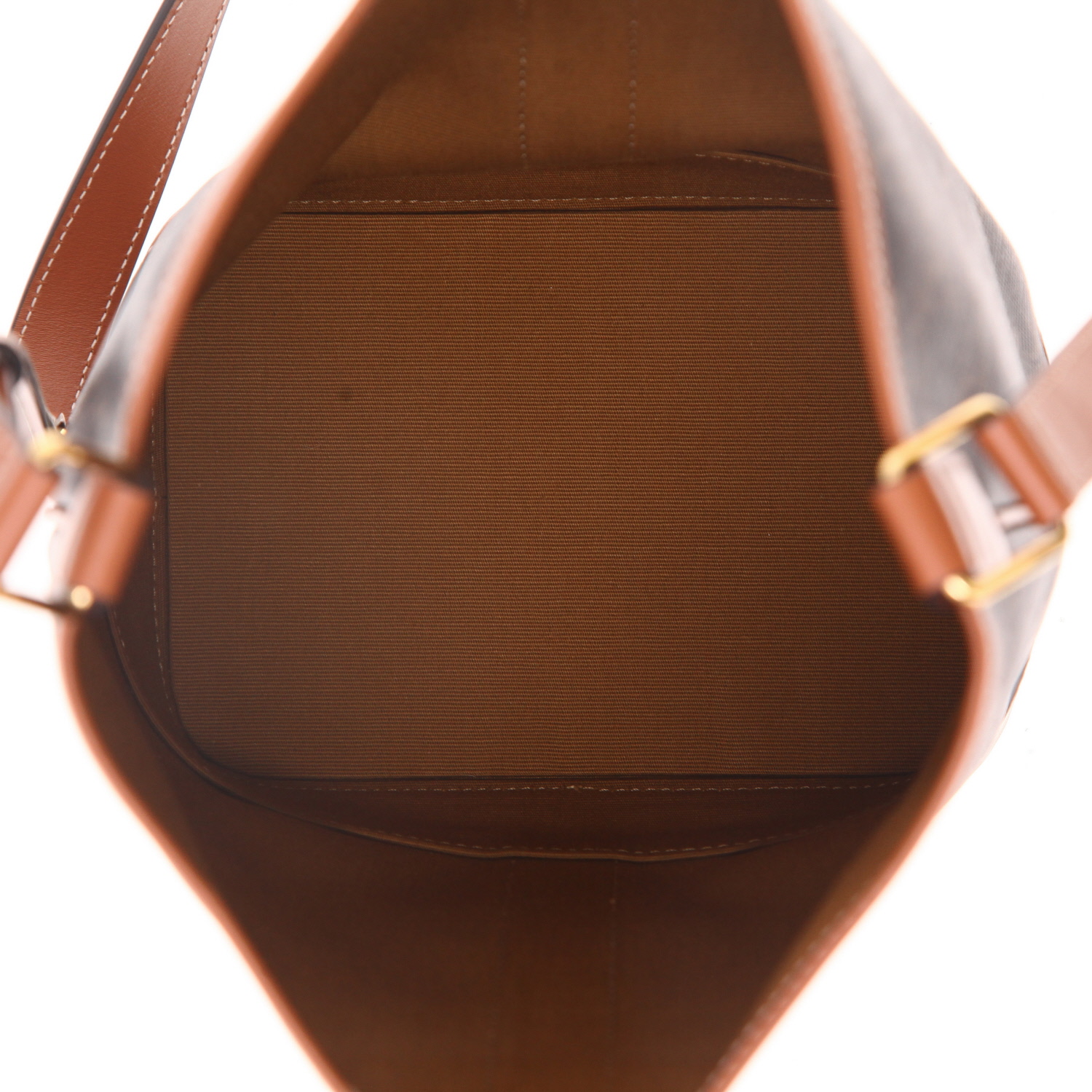 Celine  Seau shoulder bag  in brown "Triomphe" canvas  and brown leather - Detail D3