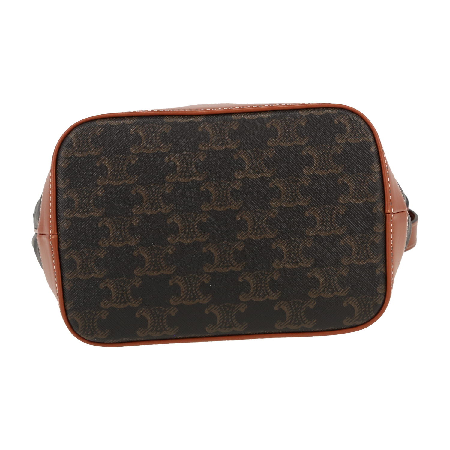 Celine  Seau small model  shoulder bag  in brown monogram canvas  and brown leather - Detail D1