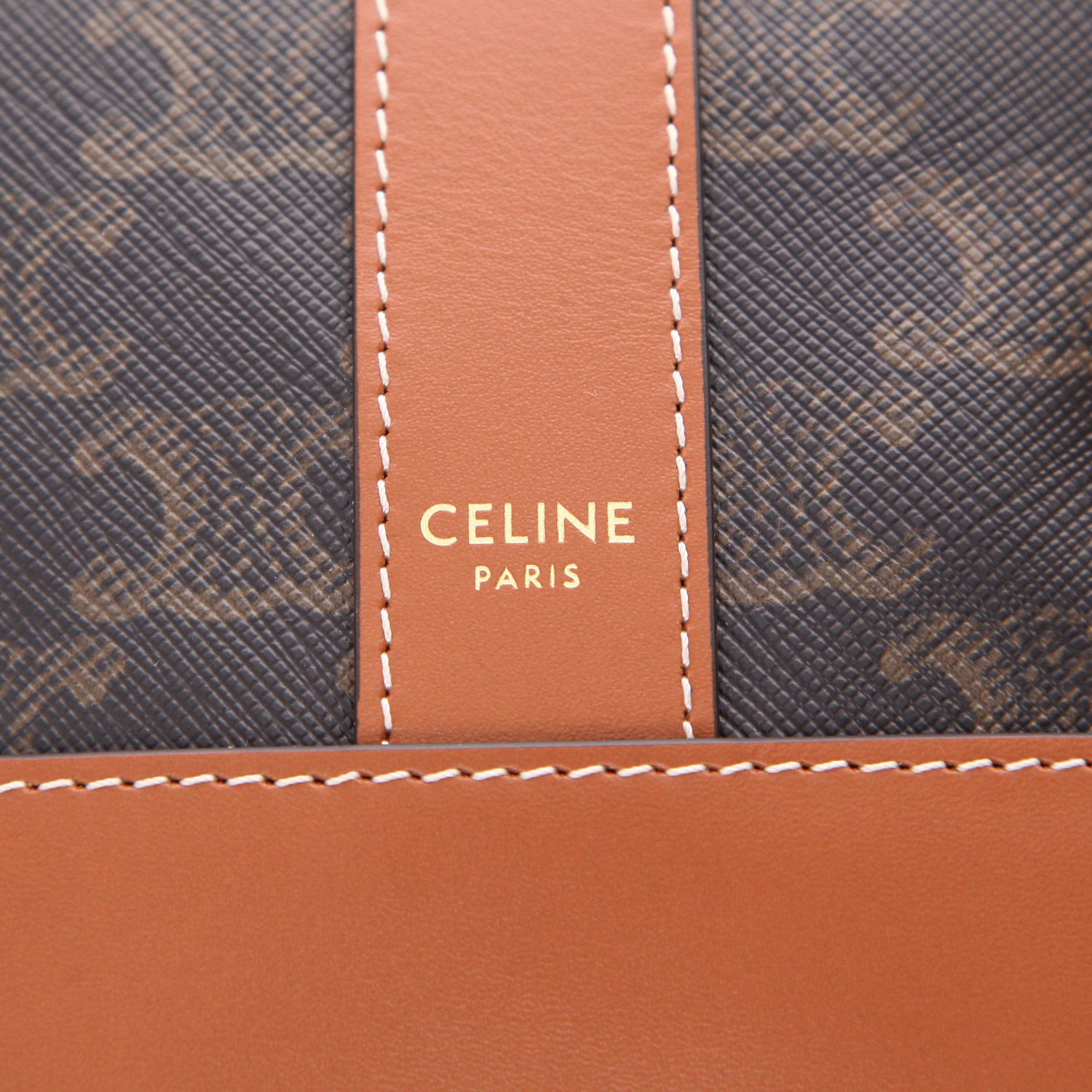 Celine  Seau small model  shoulder bag  in brown monogram canvas  and brown leather - Detail D2