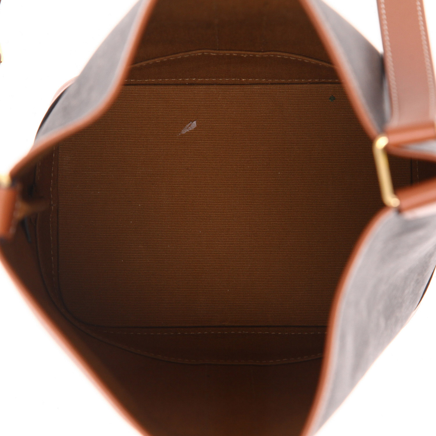 Celine  Seau small model  shoulder bag  in brown monogram canvas  and brown leather - Detail D3