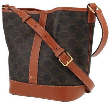 Sac bandoulière Celine  Seau petit modèle  en toile monogram marron et cuir marron