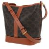 Borsa a tracolla Celine  Seau modello piccolo  in tela monogram marrone e pelle marrone - 00pp thumbnail