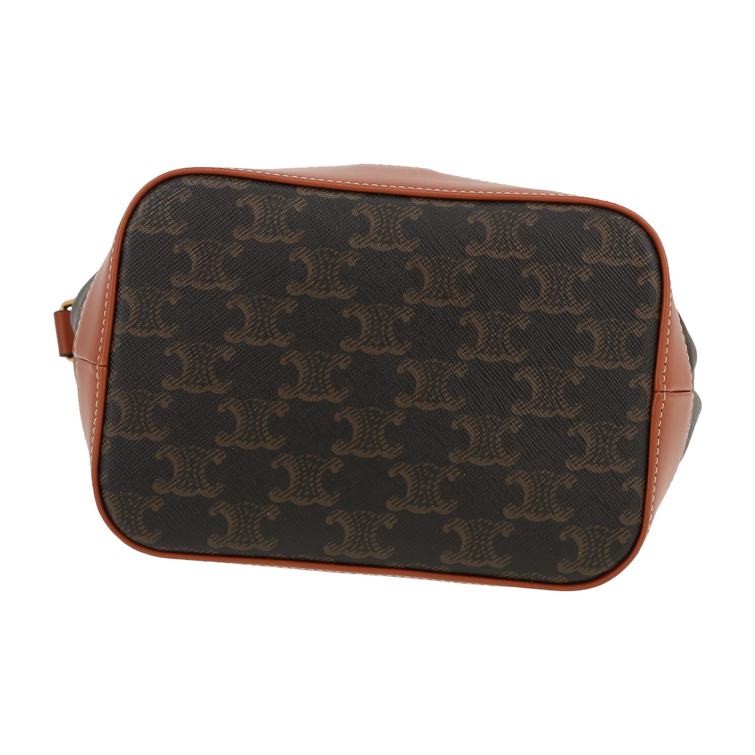 Celine  Seau small model  shoulder bag  in brown monogram canvas  and brown leather - Detail D1