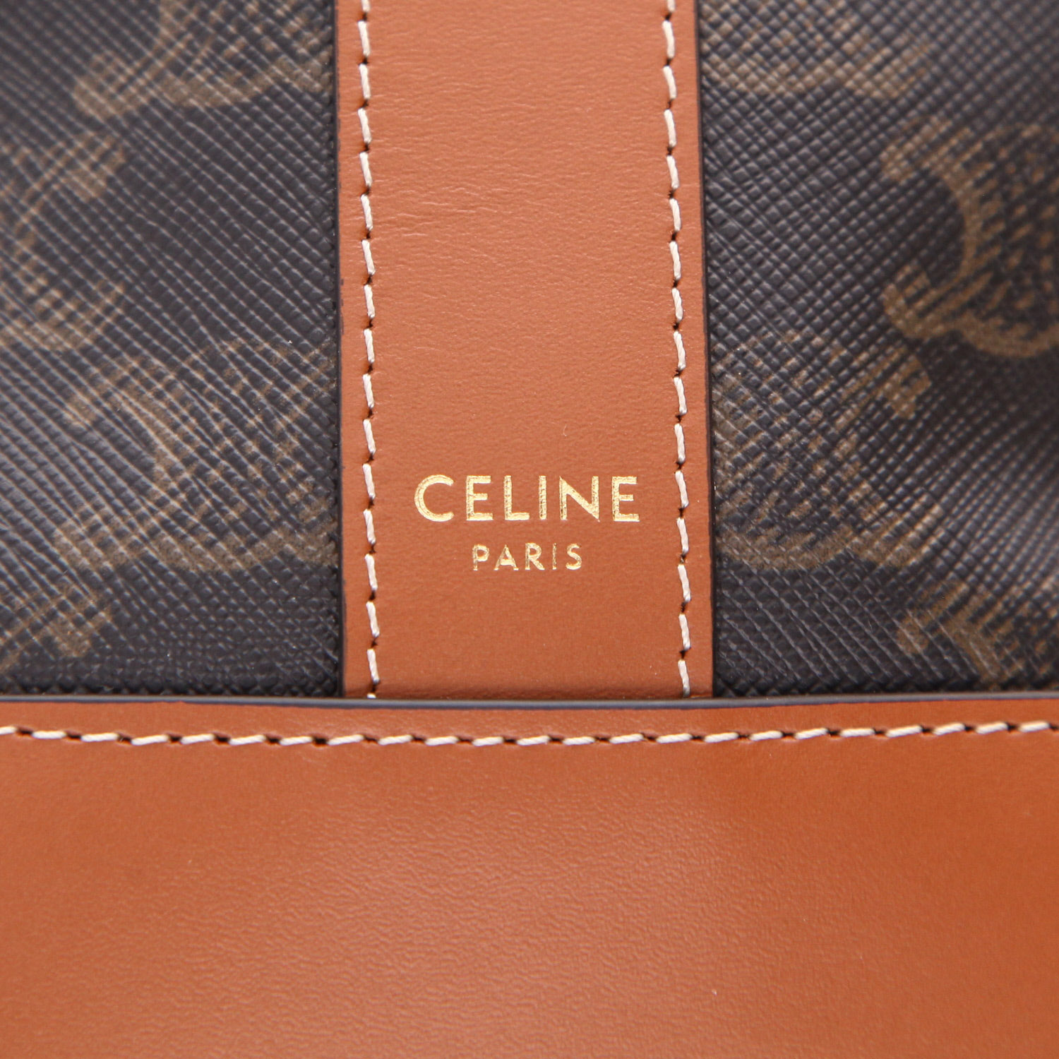 Celine  Seau small model  shoulder bag  in brown monogram canvas  and brown leather - Detail D2