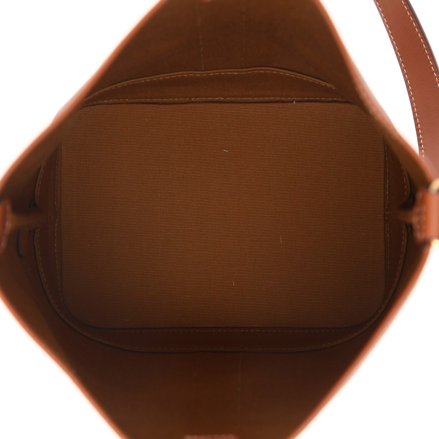 Celine  Seau small model  shoulder bag  in brown "Triomphe" canvas  and brown leather - Detail D3