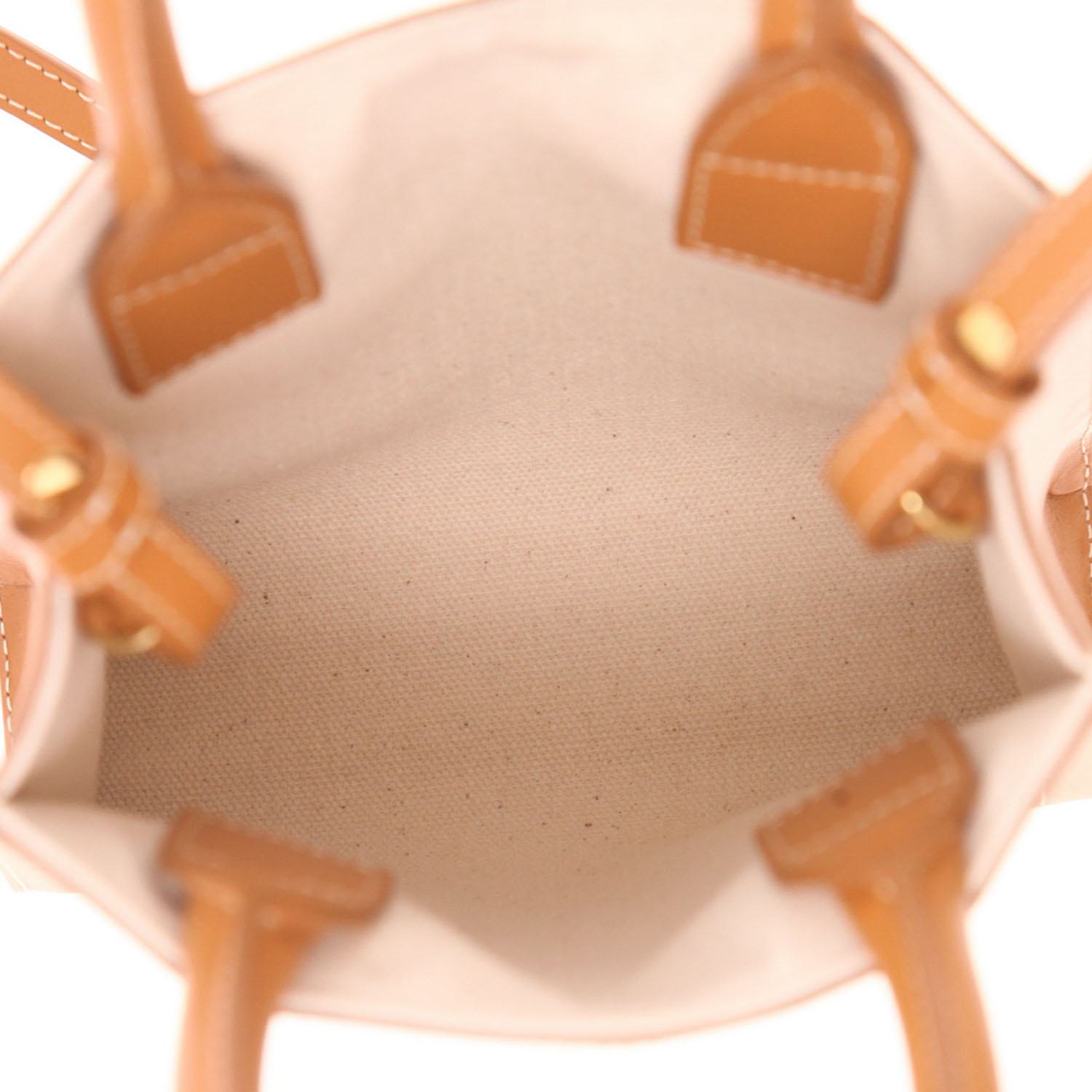 Bolso bandolera Celine  Vertical modelo pequeño  en lona beige y cuero marrón - Detail D3