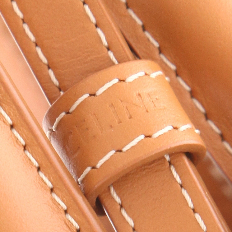 Bolso bandolera Celine  Vertical modelo pequeño  en lona beige y cuero marrón - Detail D2