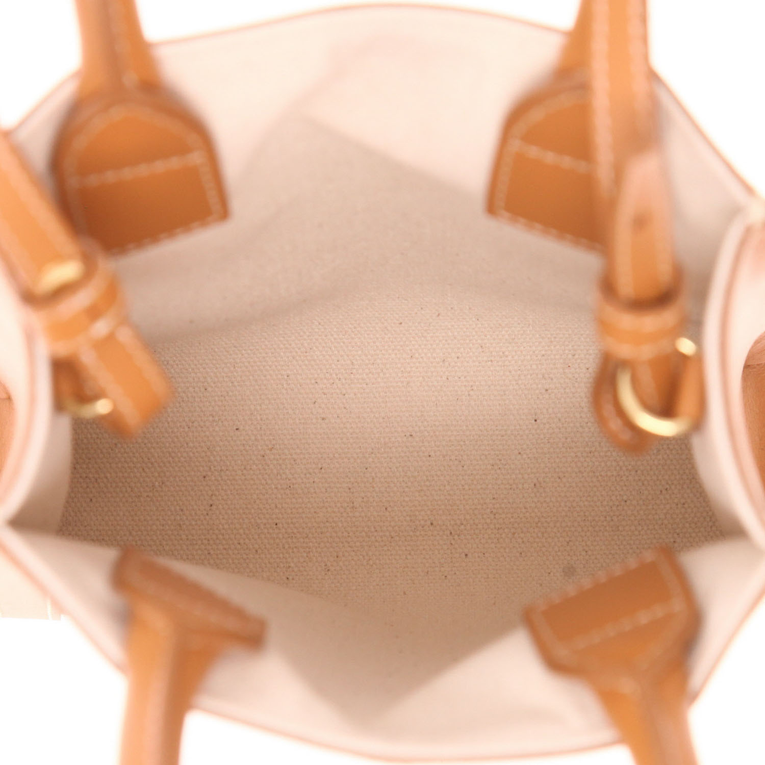 Celine  Vertical small model  shoulder bag  in beige canvas  and brown leather - Detail D3