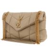 Bolso bandolera Saint Laurent  Loulou Puffer modelo pequeño  en cuero acolchado beige - 00pp thumbnail