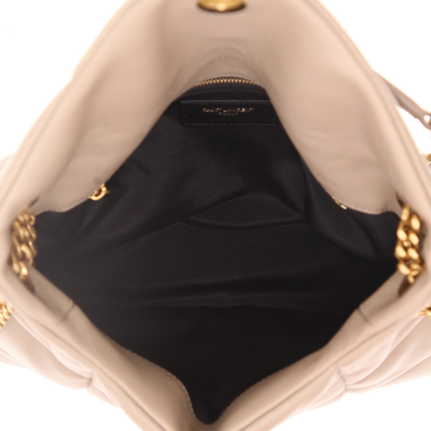 Bolso bandolera Saint Laurent  Loulou Puffer modelo pequeño  en cuero acolchado beige - Detail D3