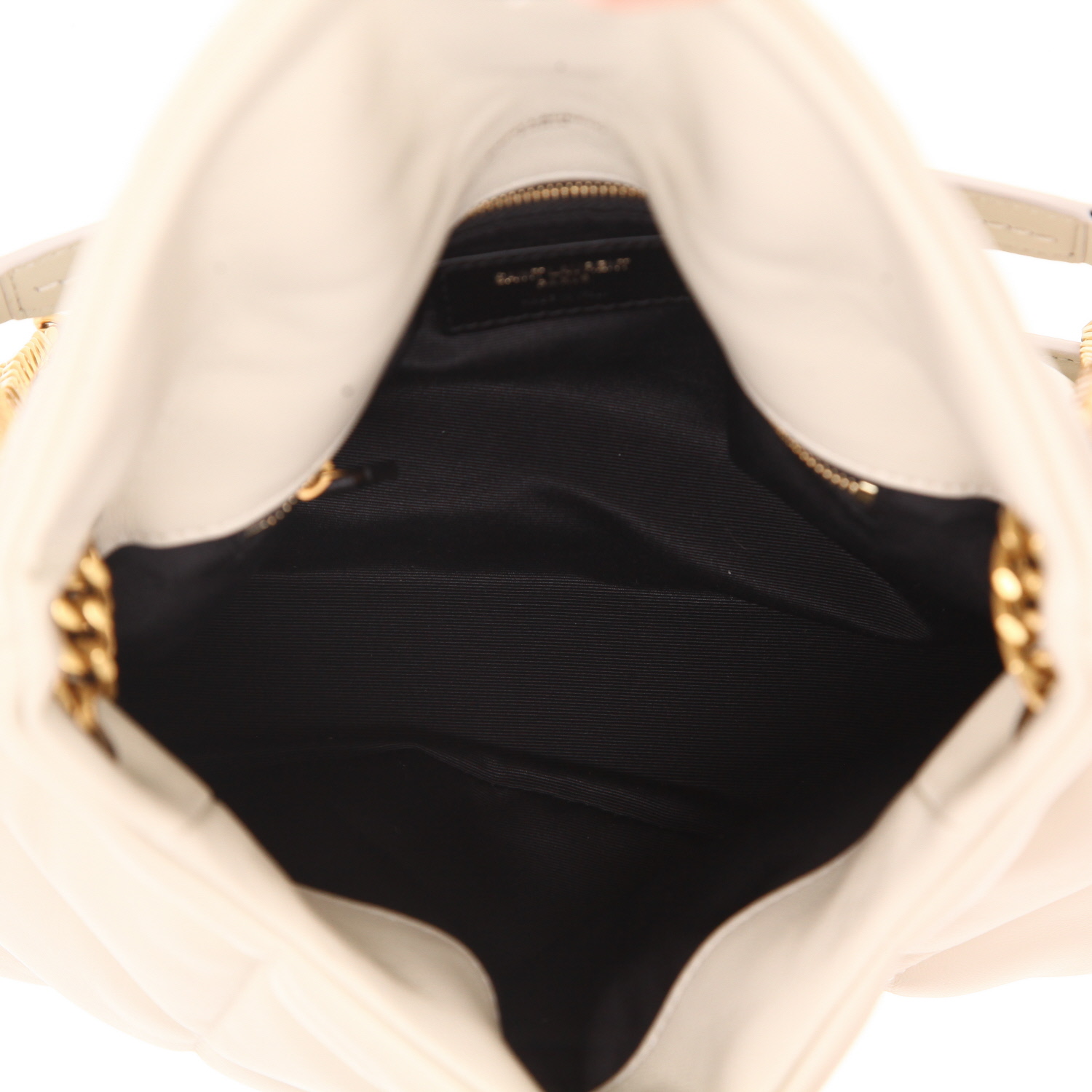 Borsa a tracolla Saint Laurent  Puffer in pelle trapuntata a zigzag beige - Detail D3