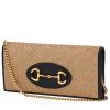 Borsa a tracolla Gucci  1955 Horsebit in rafia beige e pelle blu marino - 00pp thumbnail