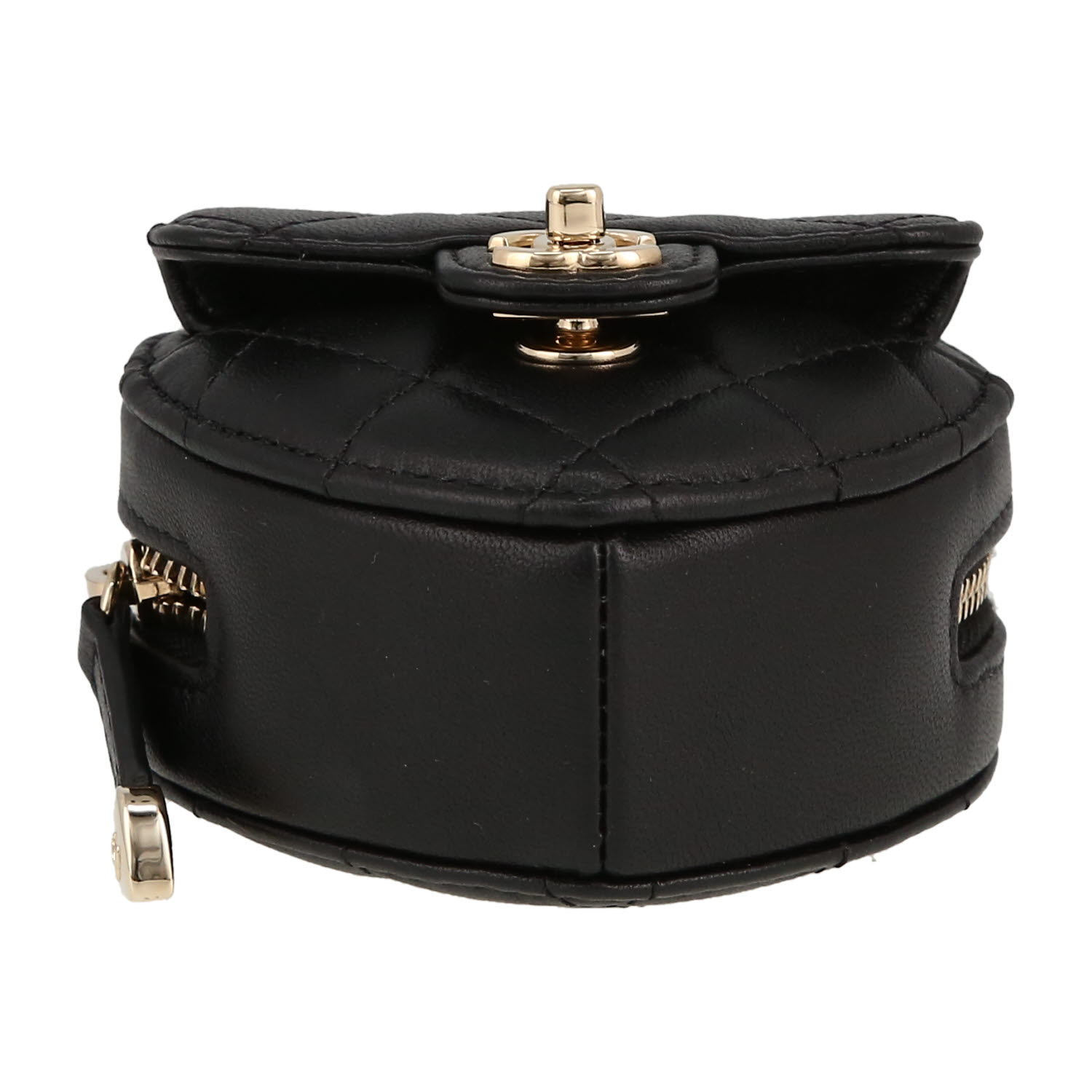 Bolso bandolera Chanel  Heart bag mini  en cuero acolchado negro - Detail D1