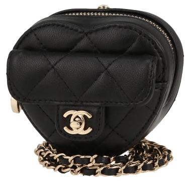 Bolso bandolera Chanel  Heart bag mini  en cuero acolchado negro