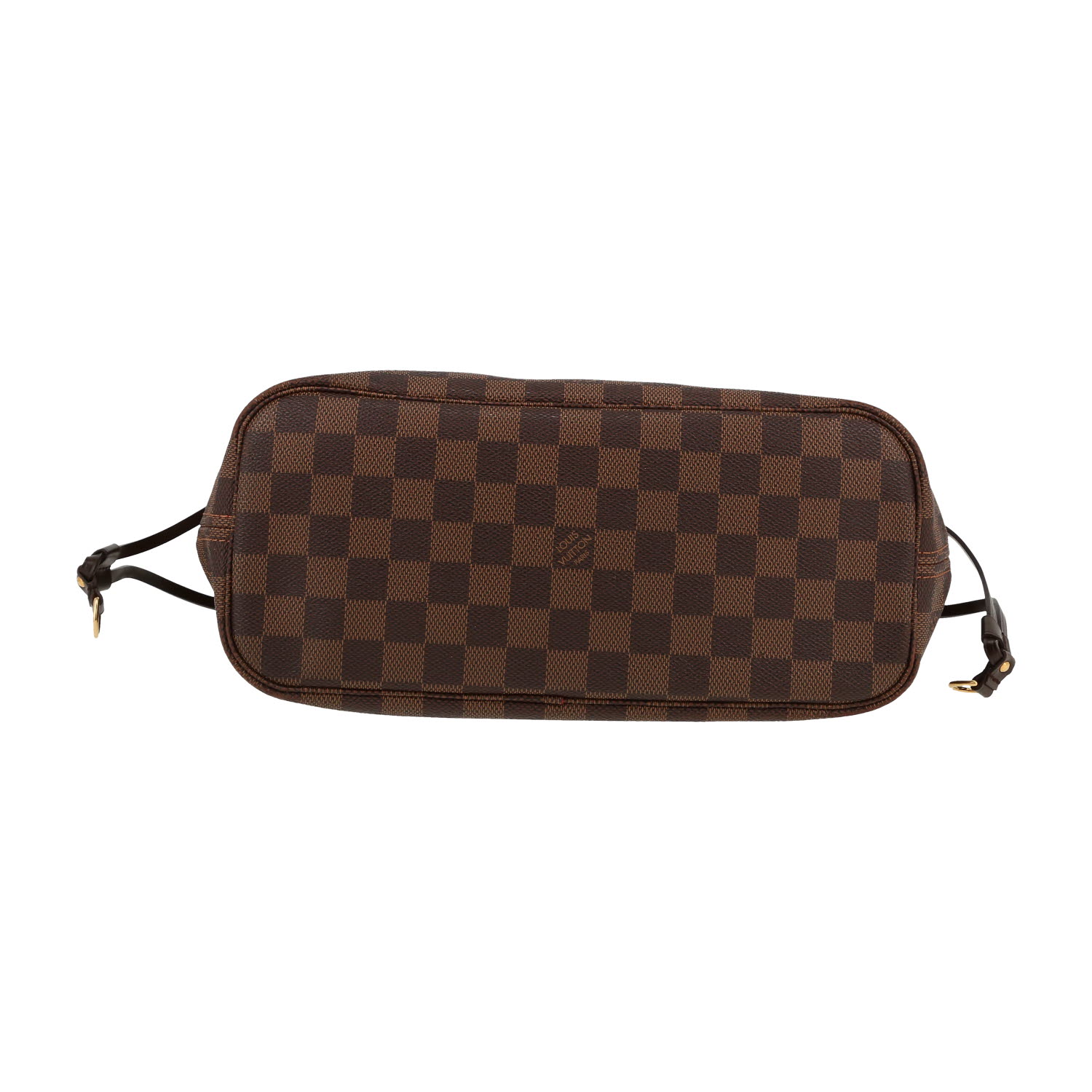 Shopping bag Louis Vuitton  Neverfull modello piccolo  in tela a scacchi ebana e pelle marrone - Detail D1