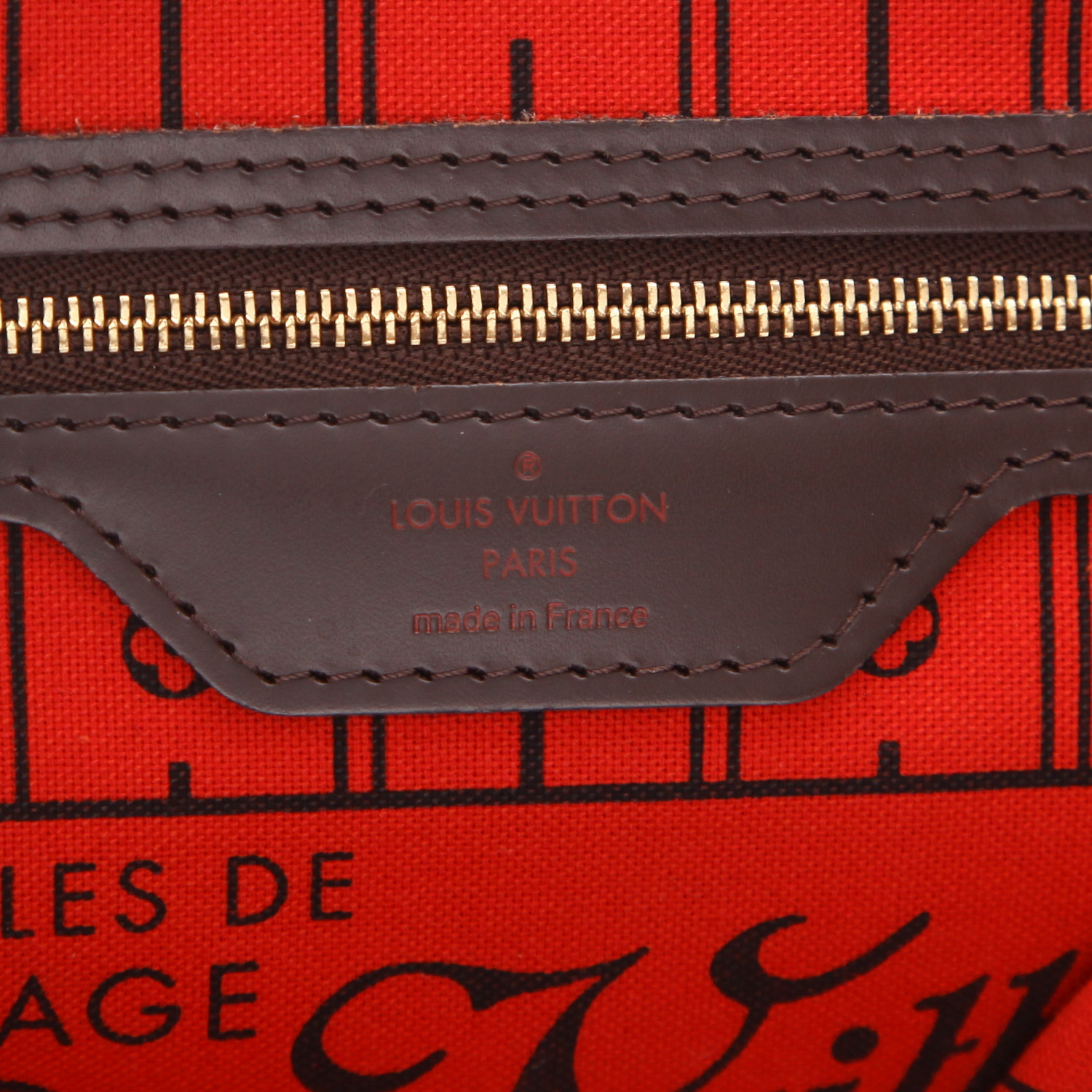 Bolso Cabás Louis Vuitton  Neverfull modelo pequeño  en lona a cuadros ébano y cuero marrón - Detail D2