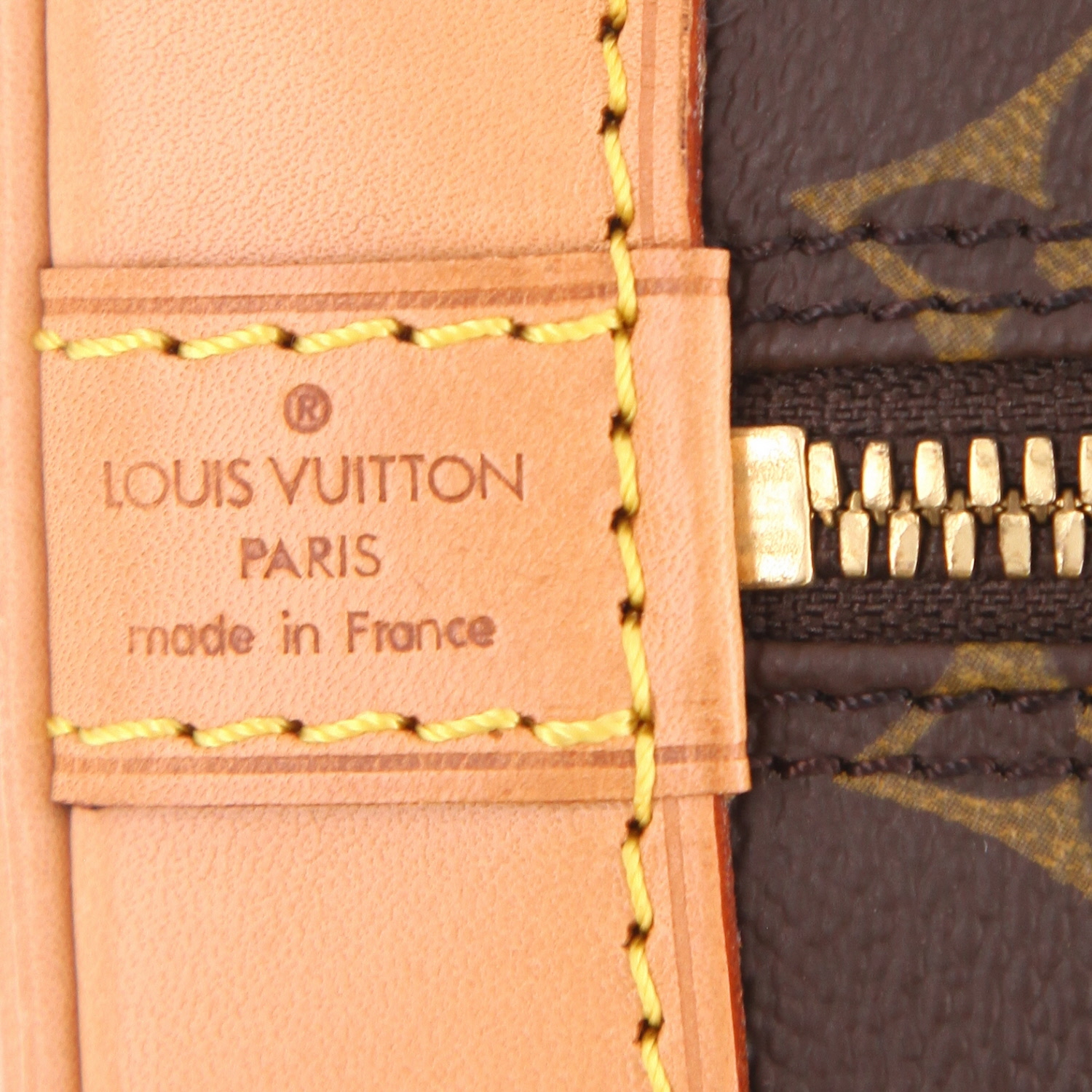 Bolso de mano Louis Vuitton  Alma en lona Monogram marrón y cuero natural - Detail D2