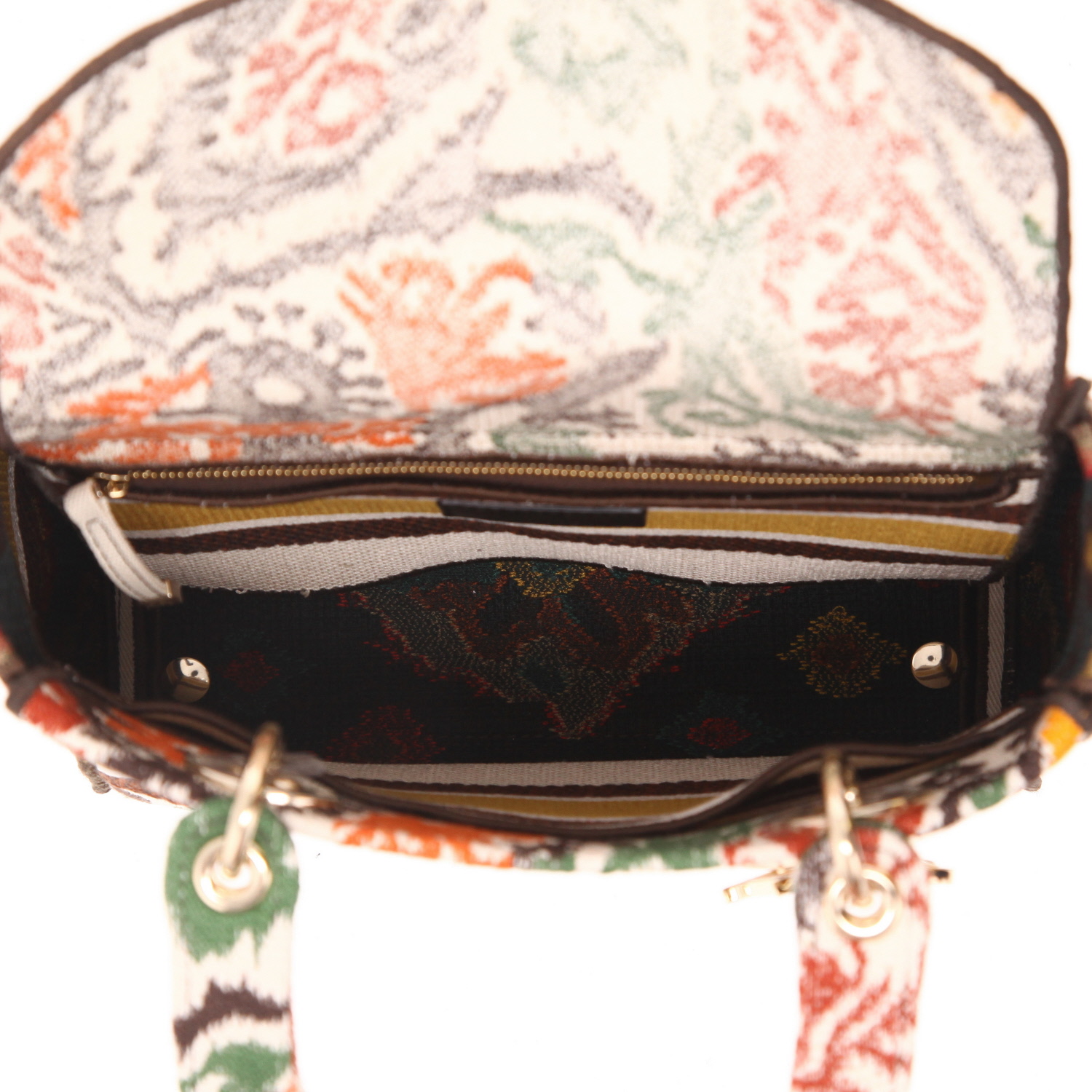 Bolso de mano Dior  Lady D- Lite modelo mediano  en lona multicolor - Detail D3