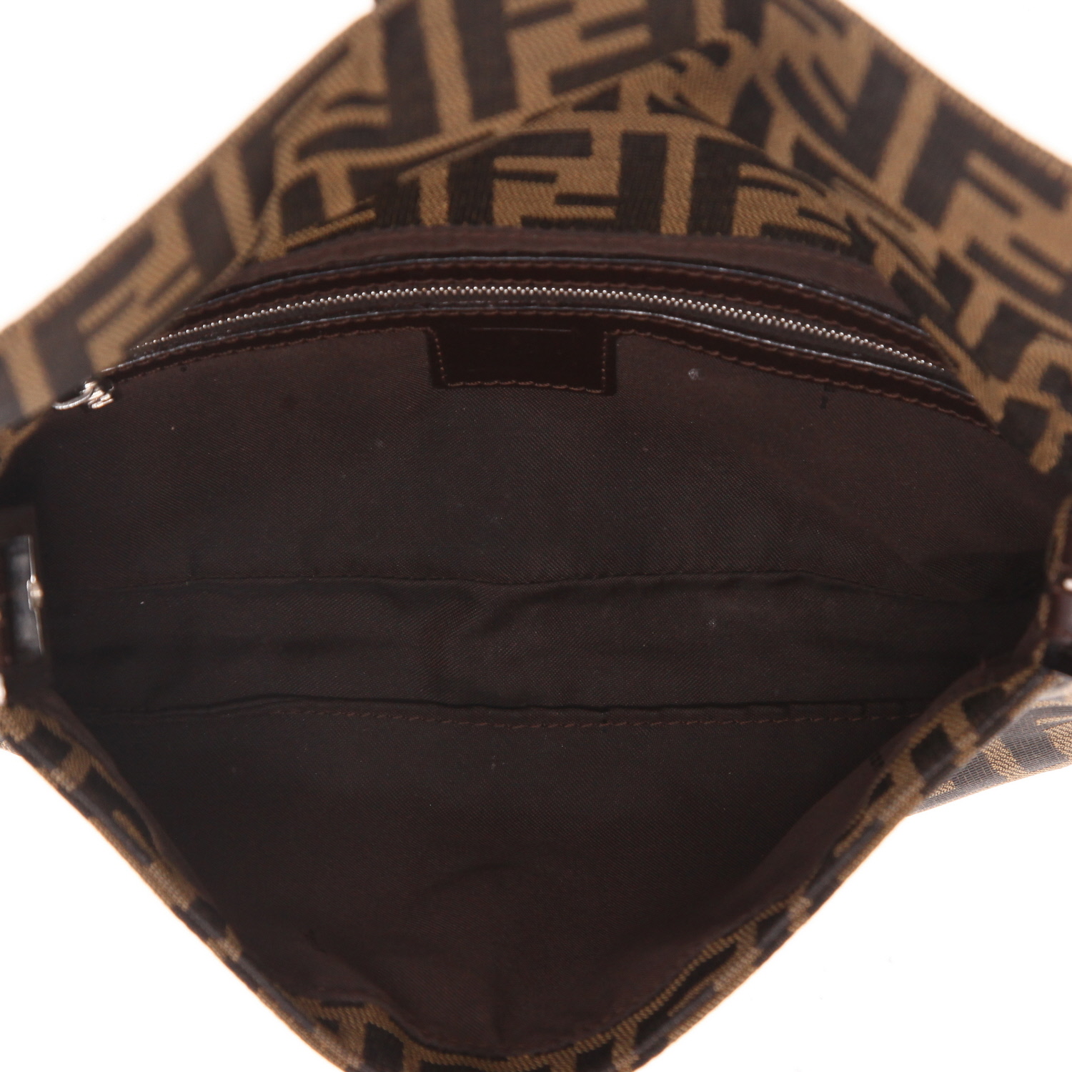 Fendi  Baguette handbag  in brown logo canvas  and brown leather - Detail D3