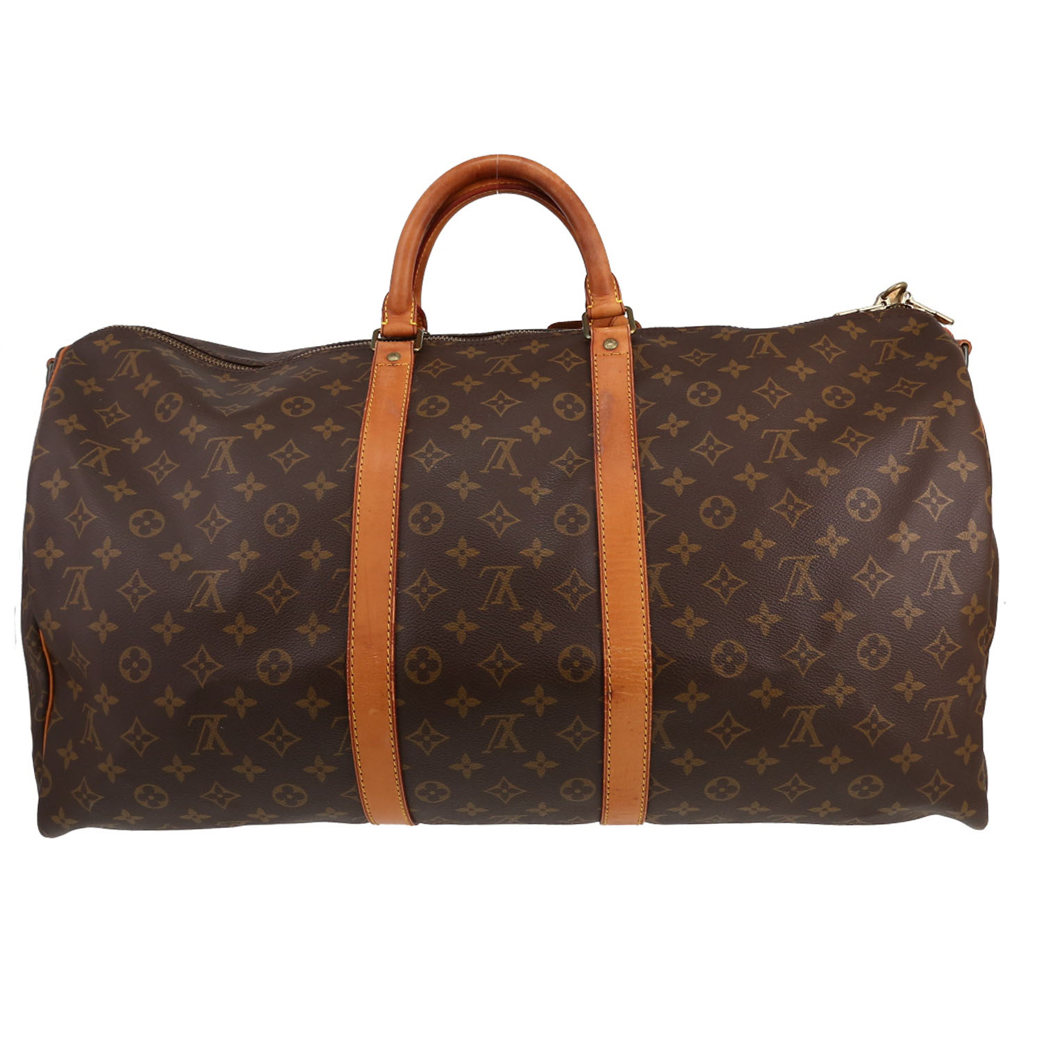 Louis Vuitton  Keepall 55 travel bag  in brown monogram canvas  and natural leather - Detail D5