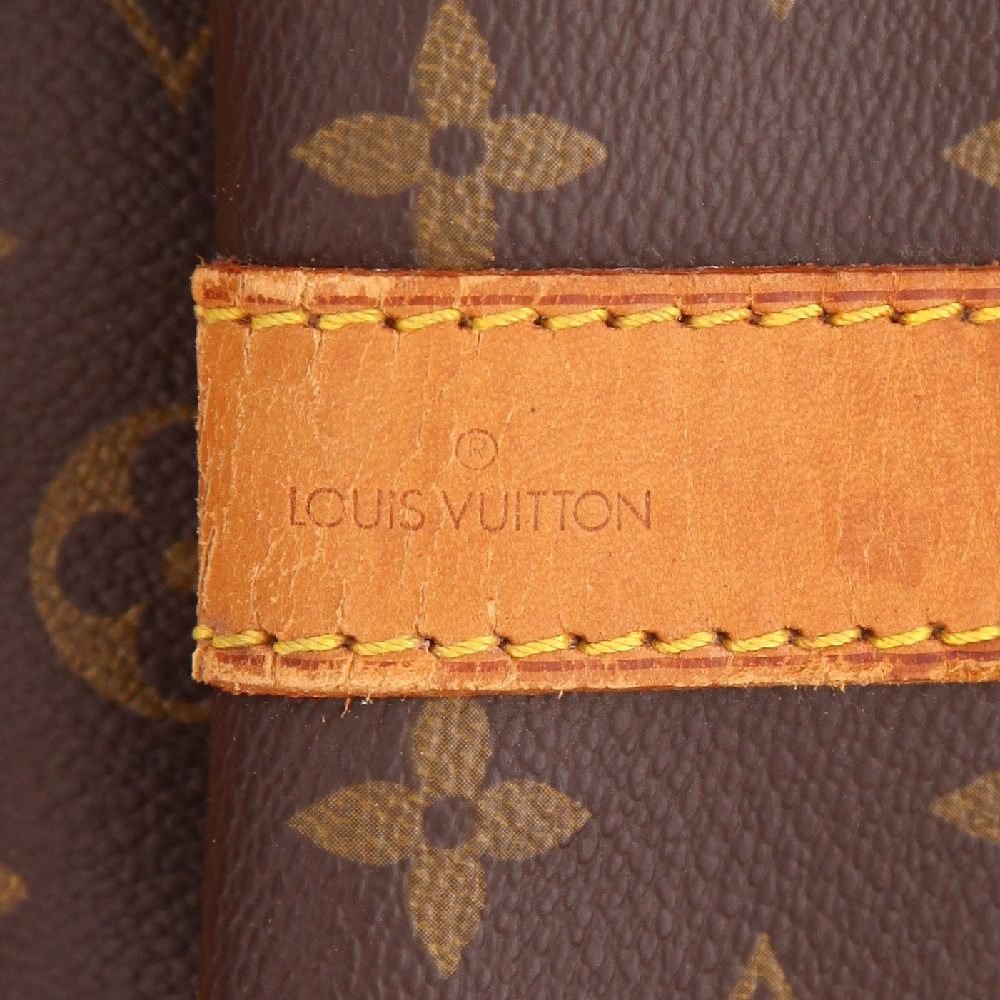 Borsa da viaggio Louis Vuitton  Keepall 55 in tela monogram marrone e pelle naturale - Detail D6