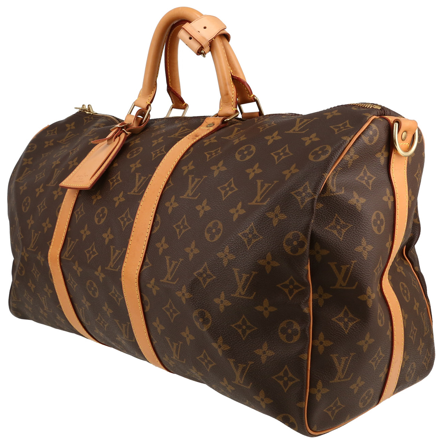 Louis Vuitton  Keepall 50 travel bag  in brown monogram canvas  and natural leather - Detail D2