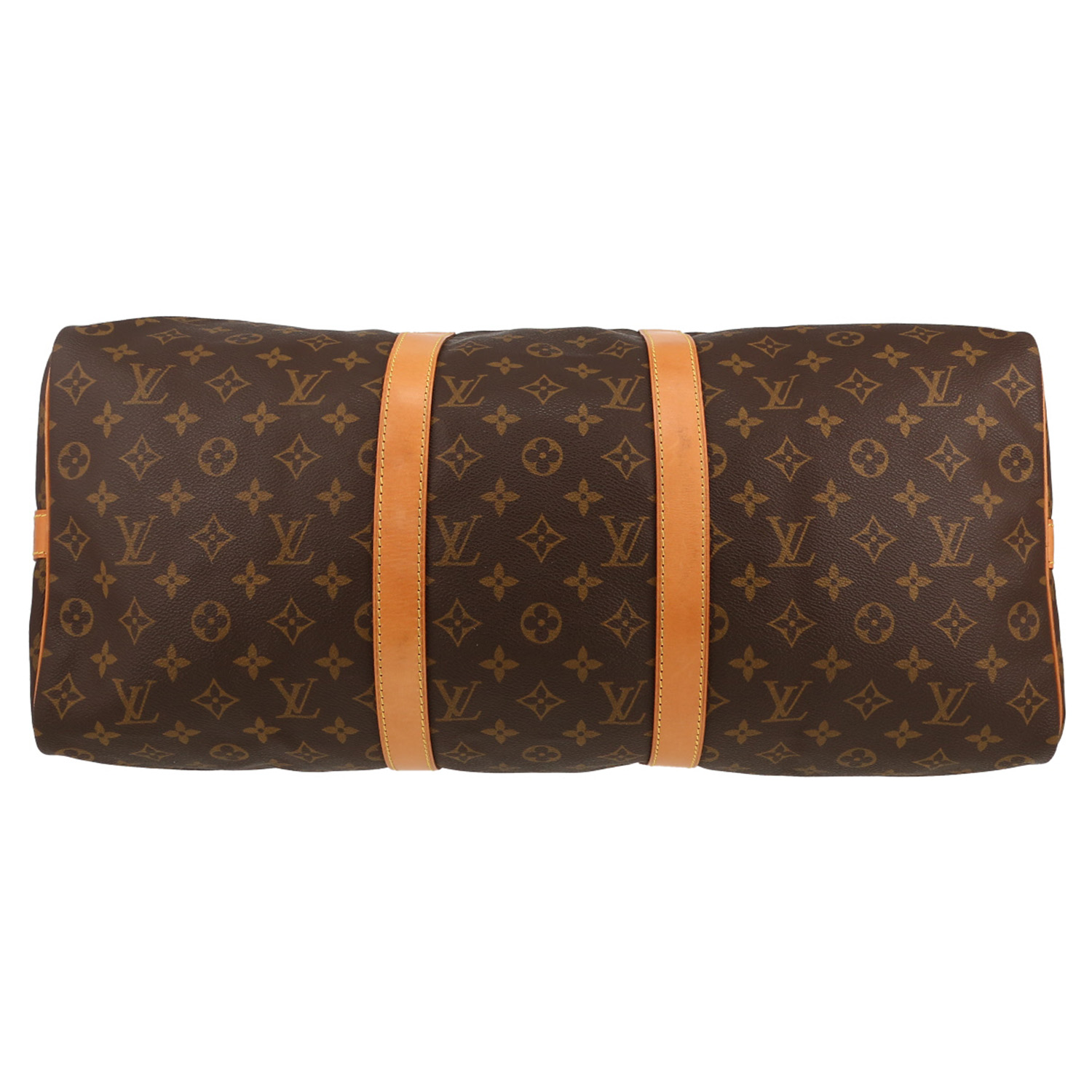 Louis Vuitton  Keepall 50 travel bag  in brown monogram canvas  and natural leather - Detail D4