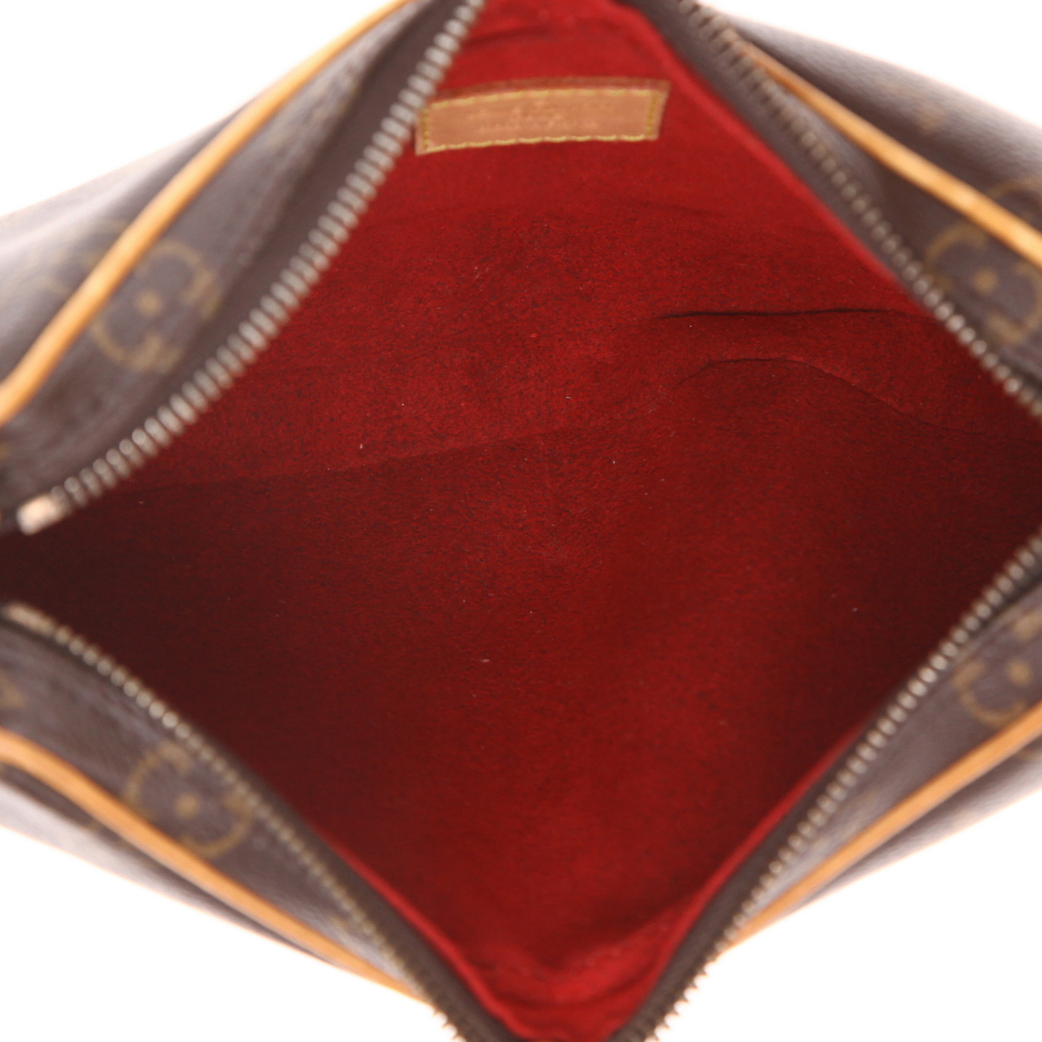 Bolso de mano Louis Vuitton  Croissant modelo pequeño  en lona Monogram marrón y cuero natural - Detail D3