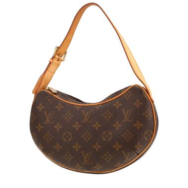 Borsa Louis Vuitton  Croissant modello piccolo  in tela monogram marrone e pelle naturale
