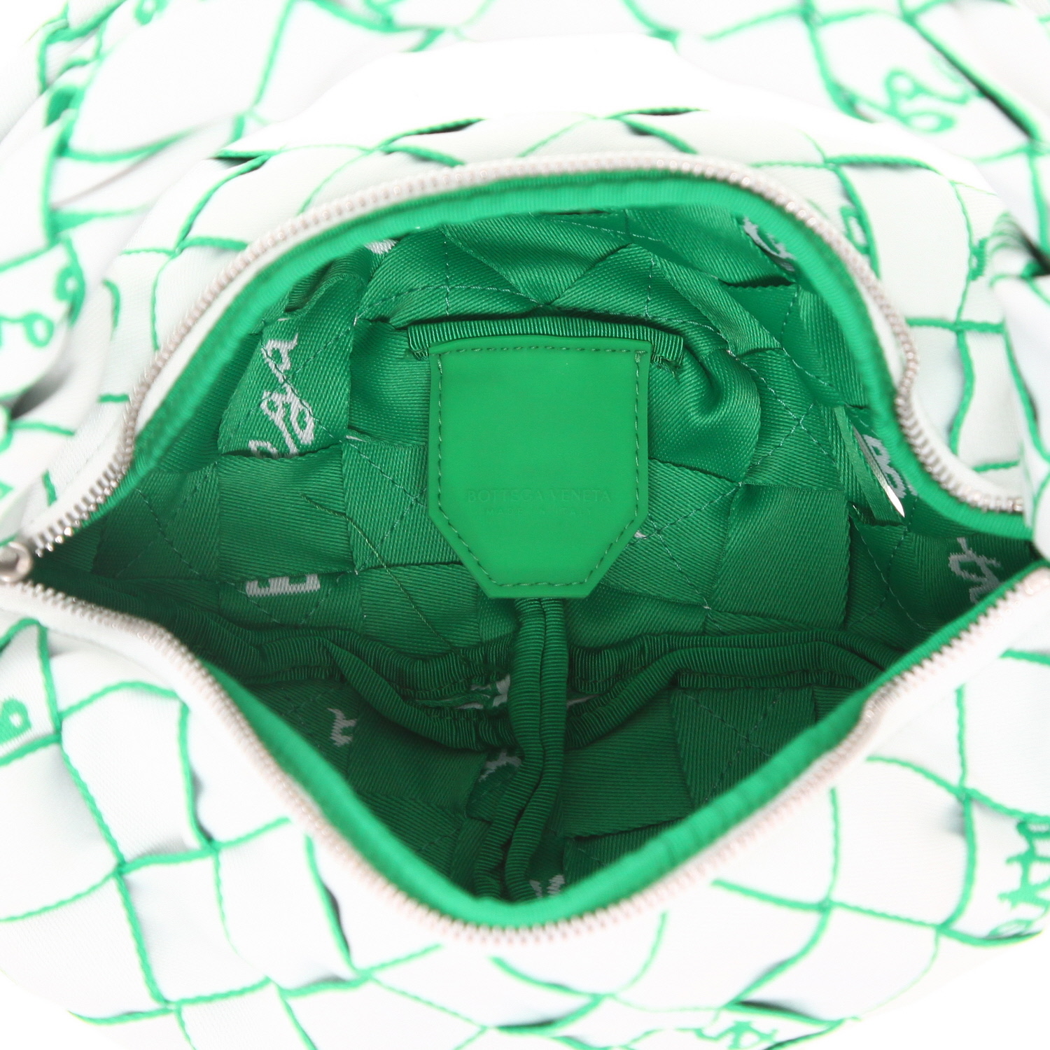 Borsa Bottega Veneta  Jodie in tela bianca e verde - Detail D3