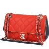 Chanel  Timeless Petit handbag  in red, navy blue and white quilted leather - 00pp thumbnail