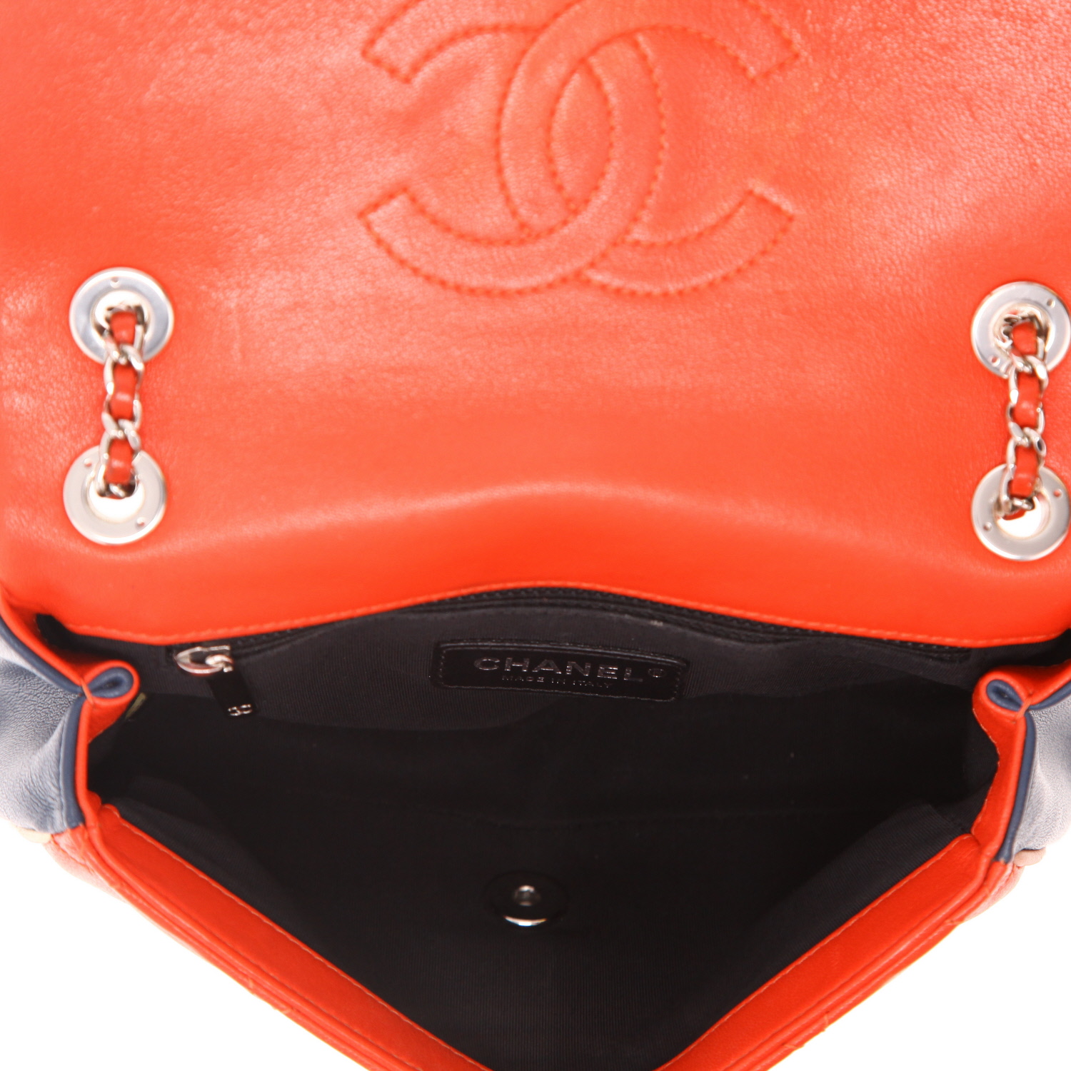 Borsa Chanel  Timeless Petit in pelle trapuntata rossa blu marino e bianca - Detail D3