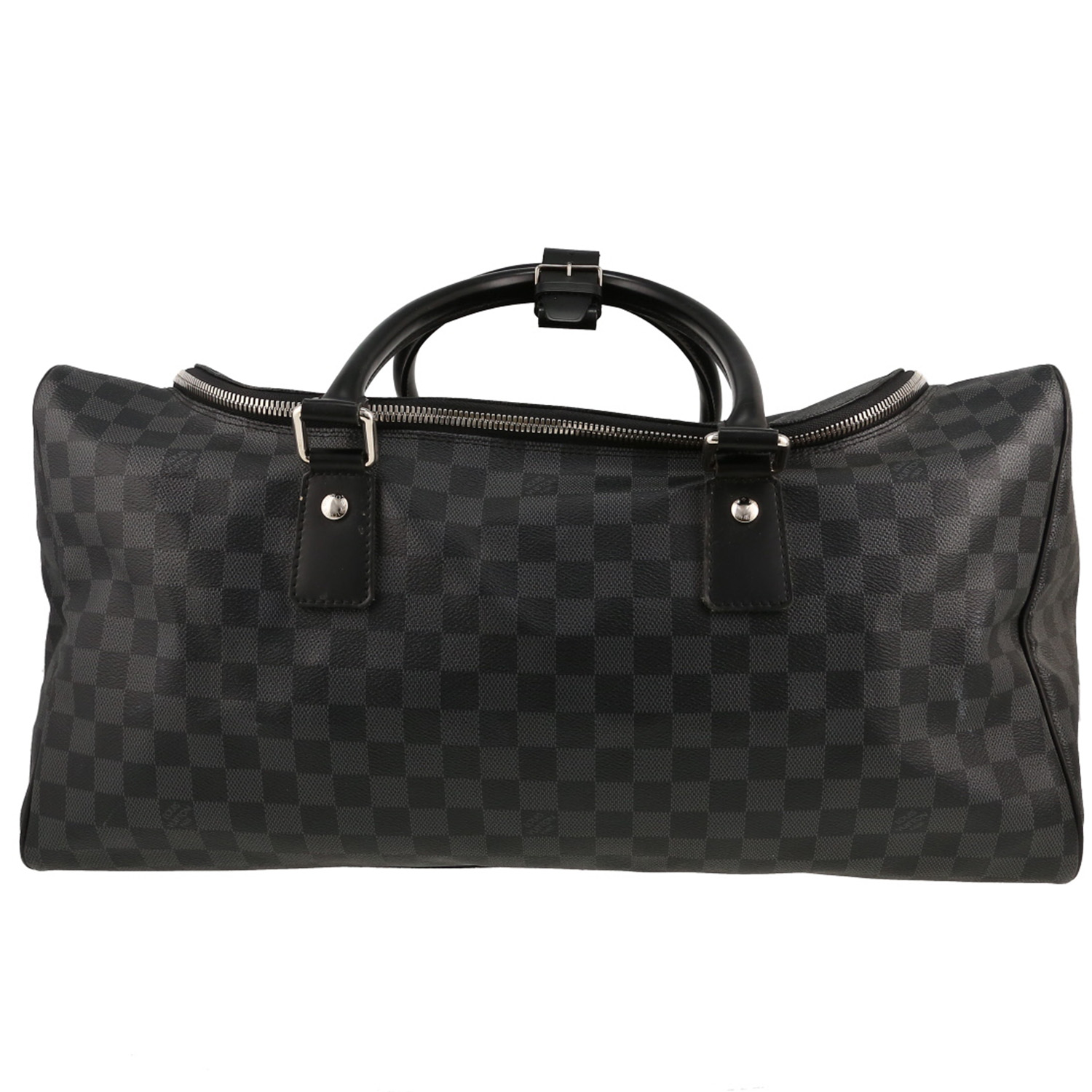 Sac de voyage Louis Vuitton  Roadster en toile damier gris Graphite et cuir noir - Detail D1