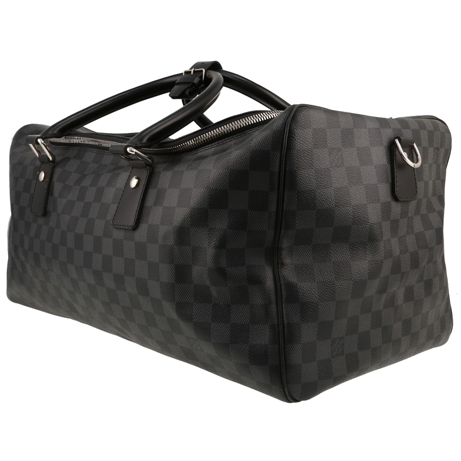 Sac de voyage Louis Vuitton  Roadster en toile damier gris Graphite et cuir noir - Detail D2