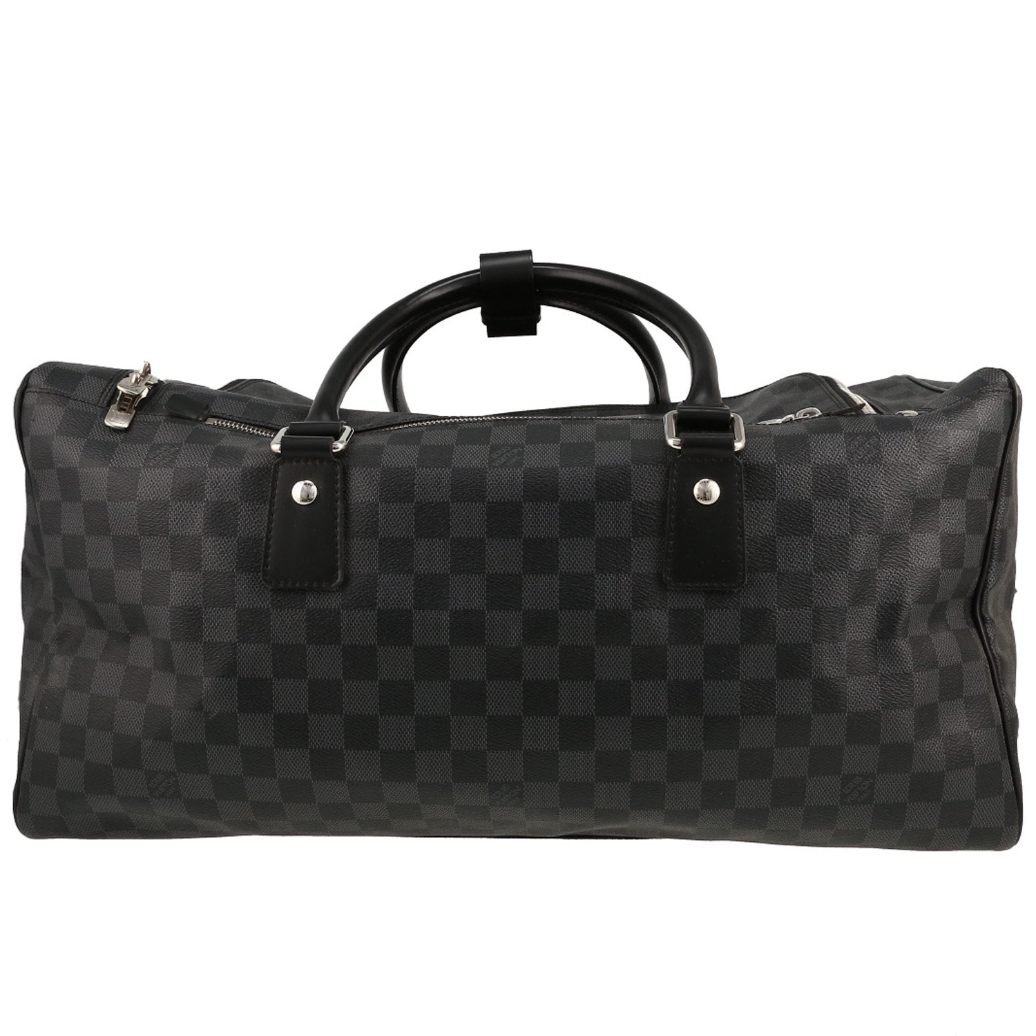 Sac de voyage Louis Vuitton  Roadster en toile damier gris Graphite et cuir noir - Detail D5