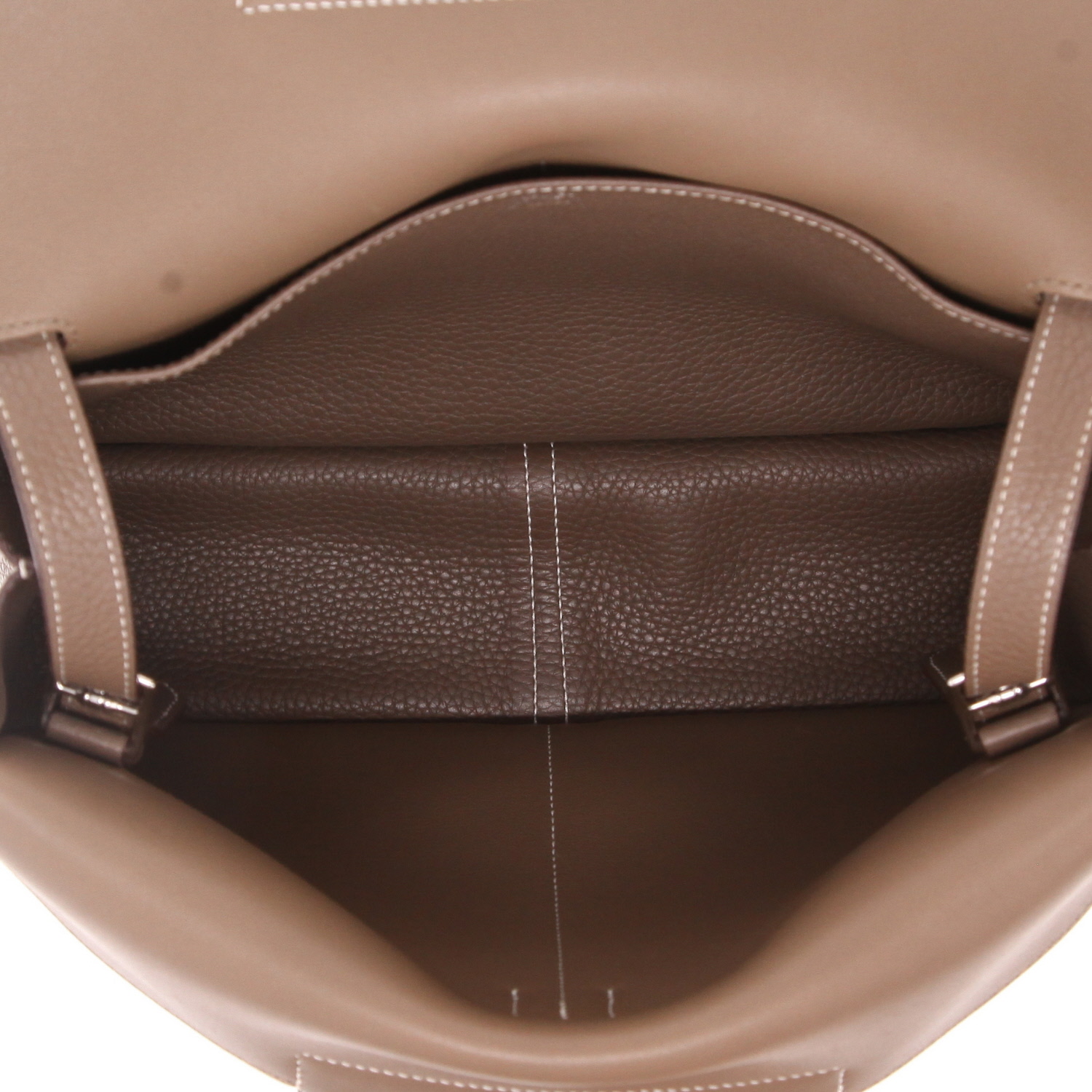 Sac bandoulière Hermès  Halzan en cuir togo étoupe - Detail D3