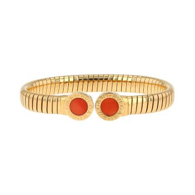 Bracelet ouvert Bulgari Bulgari Bulgari en or jaune et corail Bracelet ouvert Bulgari Bulgari Bulgari en or jaune et corail