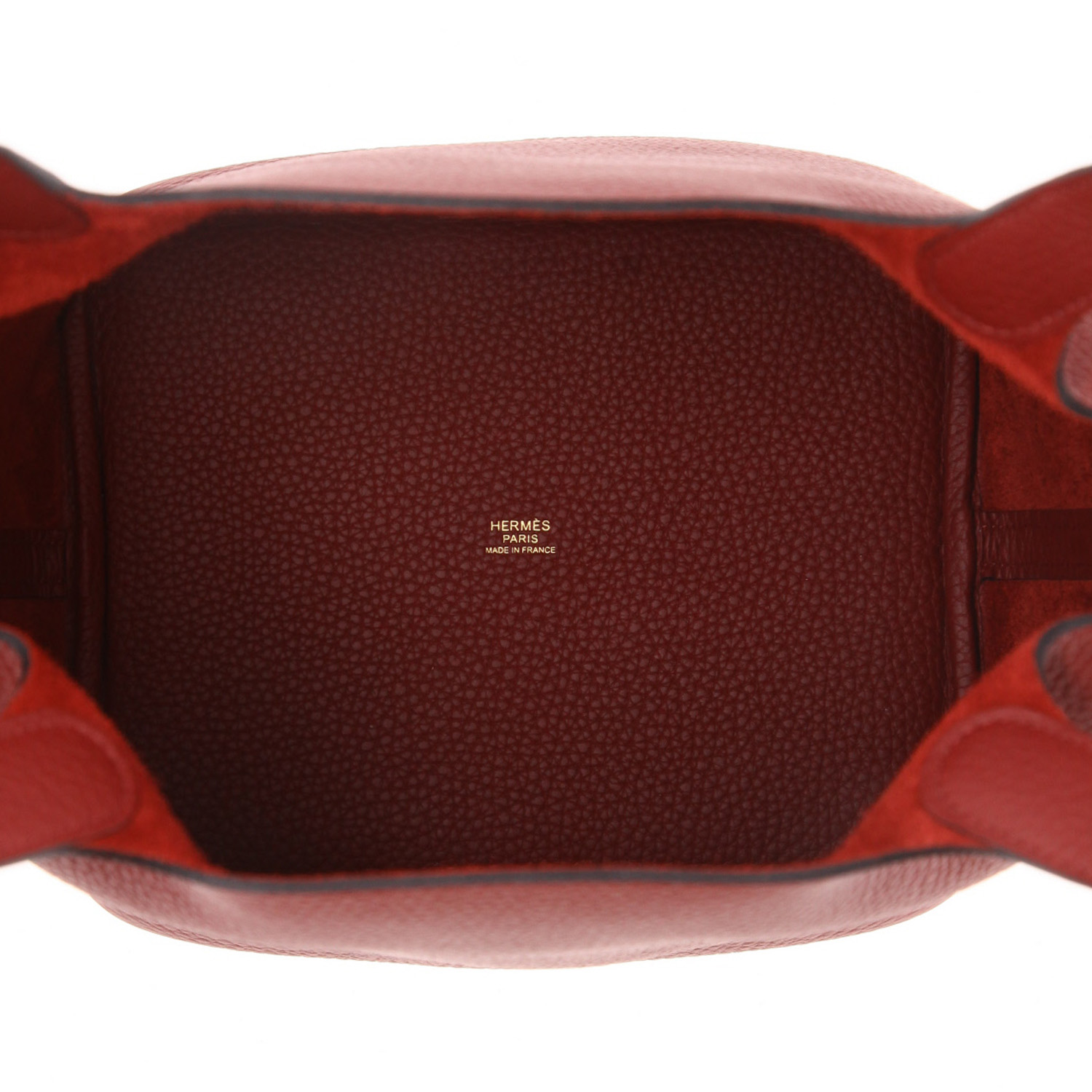 Bolso de mano Hermès  Picotin 22 cm en cuero togo color burdeos - Detail D3
