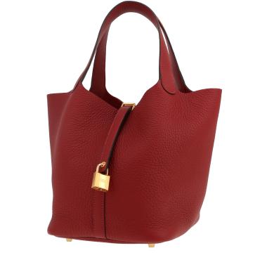 Sac à main Hermès  Picotin Lock en cuir togo bordeaux